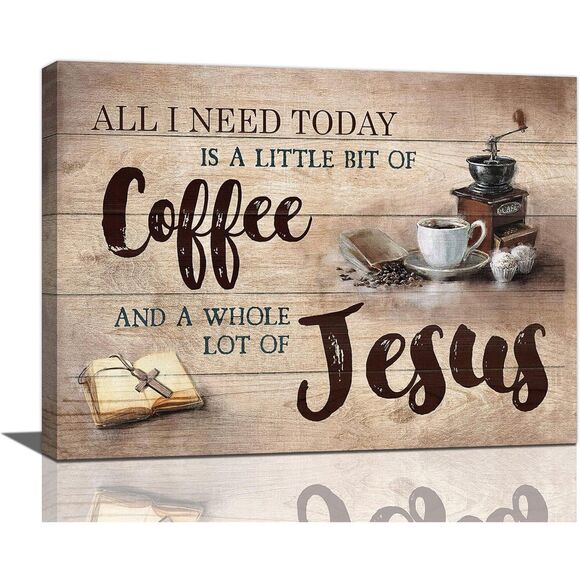 NEW Christian Coffee Wall Art Jesus Coffee Cross Wall Decor 16 x12 (4296)‎ - Picture 1 of 6